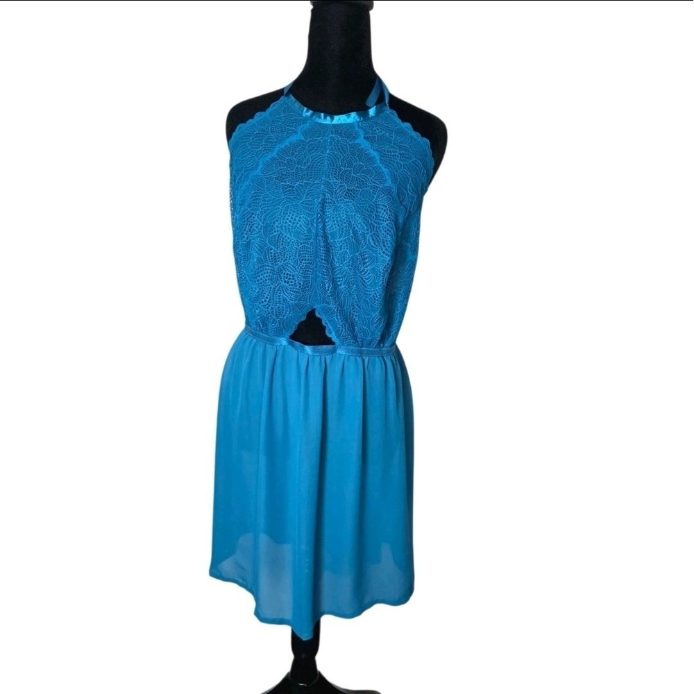 Cacique Womens 26/28 Teal Lace Babydoll Chemise Plus Size Lingerie